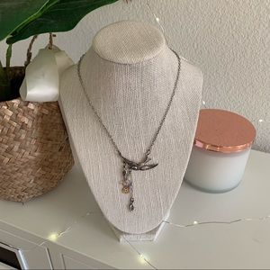 🪴$5/25🪴 vintage american eagle AE silver bird charm beaded pendant necklace